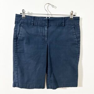 Ann Taylor Factory Signature Flat Front Navy Blue Bermuda Walking Shorts